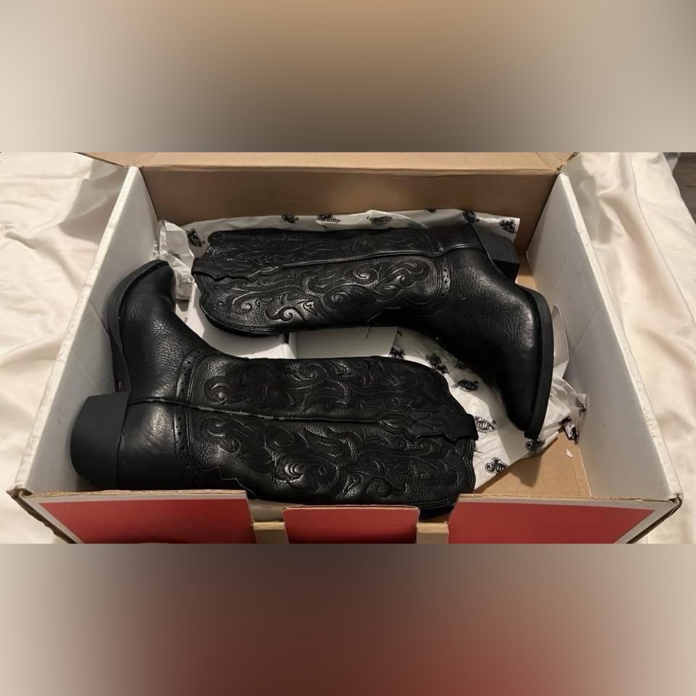 Justin Boots Black Ankle Booties Sleek Leather